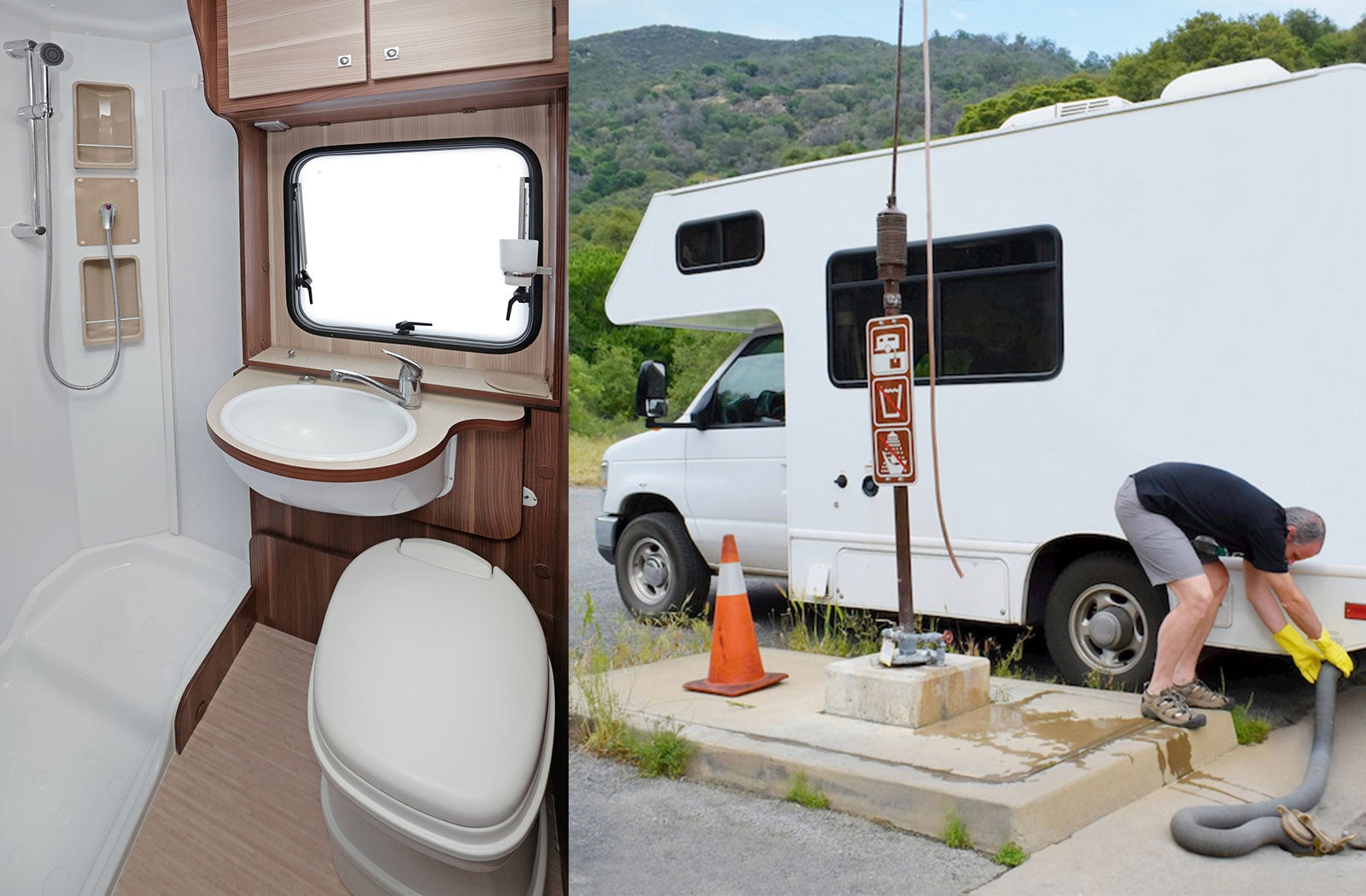Portable RV/camper toilet and holding tank setup in Bloomington, Illinois