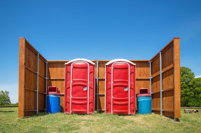 Short-term porta potty units staged for delivery in Bloomington, Illinois